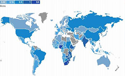 Mappa relativa alle donne colpite dall'infezione nel mondo.